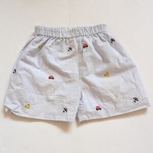 Zuccini Shorts Boys Sz 3T Blue Gingham Embroidered Boutique Cars